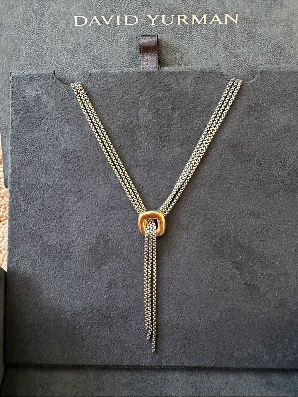 David Yurman Two-Tone Lariat Necklace in Silver and Gold